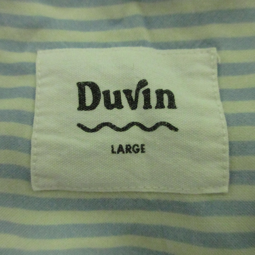 Duvin Shirt Mens Large Blue Stripe Short Sleeve Dolphin Girl Graphic Button Up - Picture 5 of 8